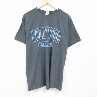 XL★古着 半袖 Tシャツ メンズ ハリウッド クルーネック グレー 霜降り 24mar29 中古(Tシャツ/カットソー(半袖/袖なし))