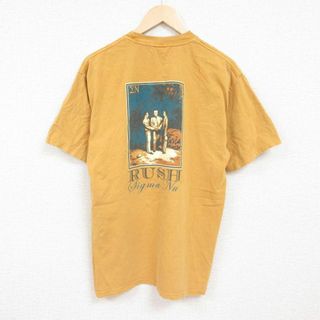 XL★古着 半袖 Tシャツ メンズ シグマヌ 胸ポケット付き コットン クルーネック 濃黄 イエロー 24mar29 中古(Tシャツ/カットソー(半袖/袖なし))