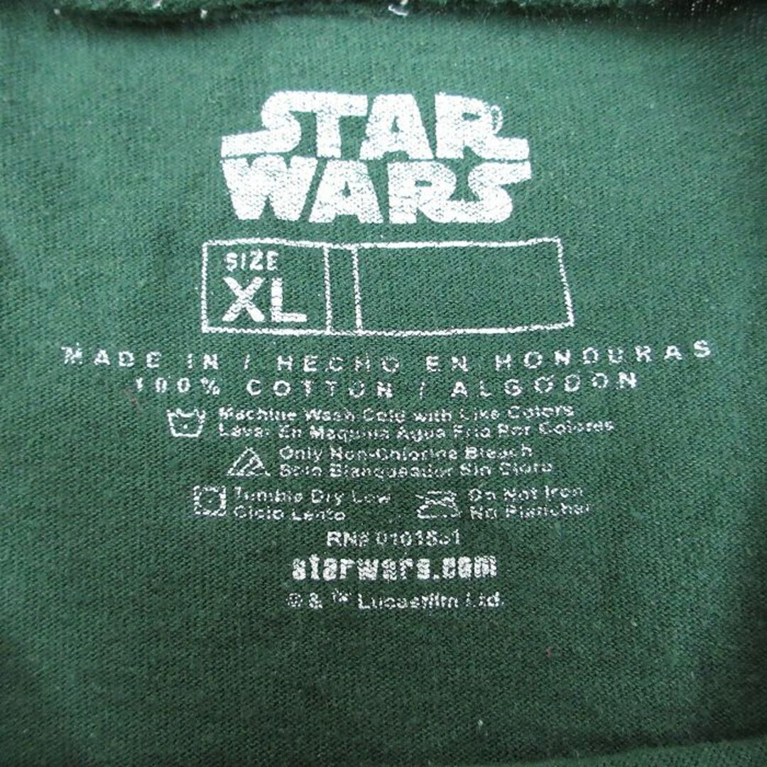 XL★古着 半袖 Tシャツ メンズ スターウォーズ STAR WARS ヨーダ コットン クルーネック 濃緑 グリーン 24mar29 中古 メンズのトップス(Tシャツ/カットソー(半袖/袖なし))の商品写真