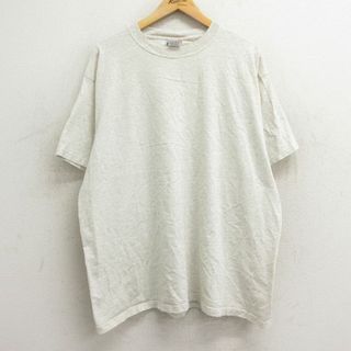 XL★古着 アリゾナジーンズ 半袖 ビンテージ Tシャツ メンズ 00年代 00s 無地 大きいサイズ コットン クルーネック 薄グレー 霜降り 24mar29 中古(Tシャツ/カットソー(半袖/袖なし))