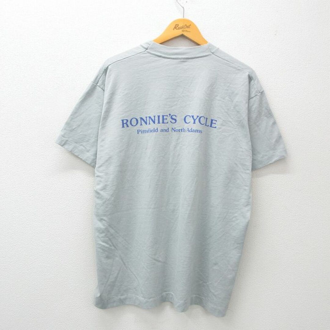 FRUIT OF THE LOOM(フルーツオブザルーム)のXL★古着 フルーツオブザルーム 半袖 ビンテージ Tシャツ メンズ 90年代 90s CYCLE 大きいサイズ クルーネック USA製 グレー 24mar29 中古 メンズのトップス(Tシャツ/カットソー(半袖/袖なし))の商品写真