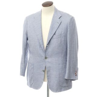 キトン(KITON)の【中古】キートン Kiton カシミヤリネン チェック カジュアルジャケット ブルーxホワイト【サイズ表記なし（L位）】【メンズ】(テーラードジャケット)