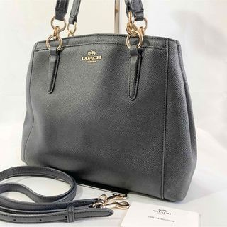 コーチ(COACH)の美品 正規品 コーチ COACH 2way ハンドバッグ ショルダー付き 黒 革(ショルダーバッグ)