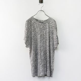 マリメッコ marimekko ELODIE モックネック プルオーバー カットソー XS/ホワイト ブラウン ドット ランダム Tシャツ【2400013781657】