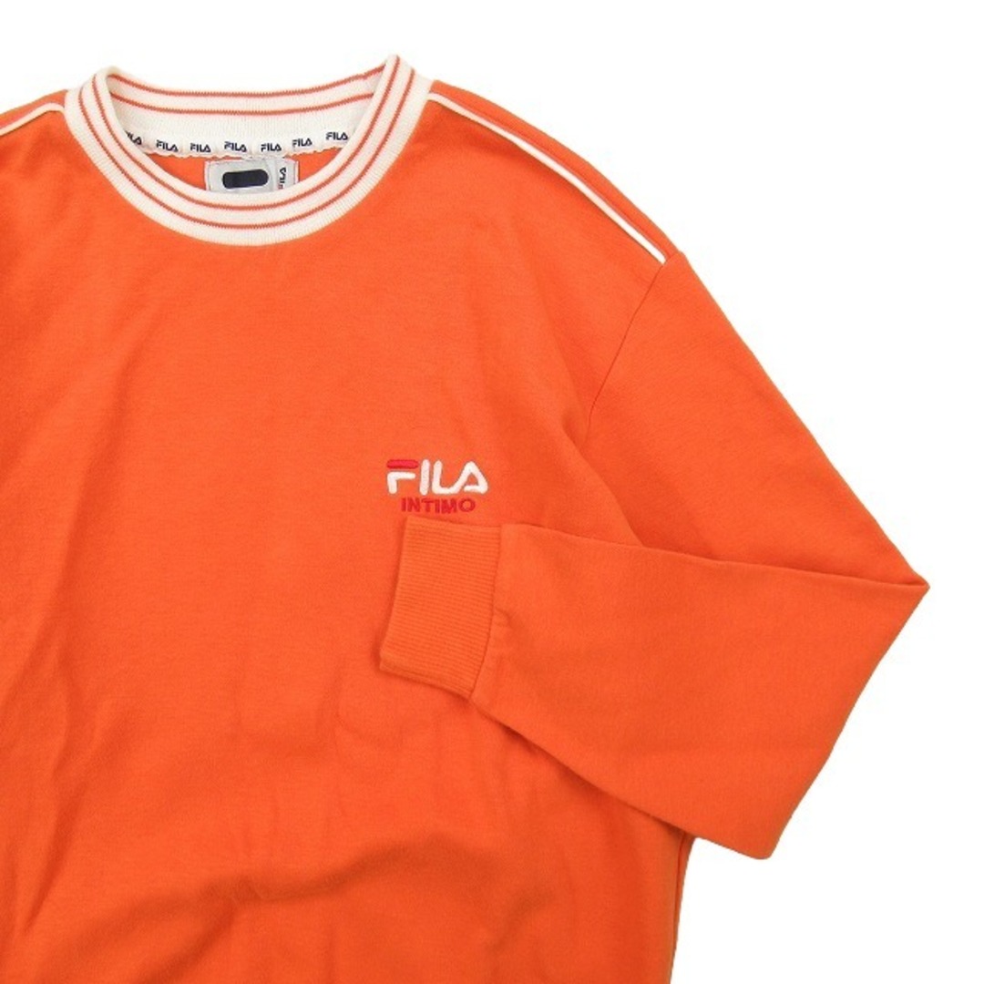 FILA(フィラ)のフィラ FILA ロゴ 刺繍 ライン スウェット トレーナー 長袖 M オレンジ メンズのトップス(その他)の商品写真