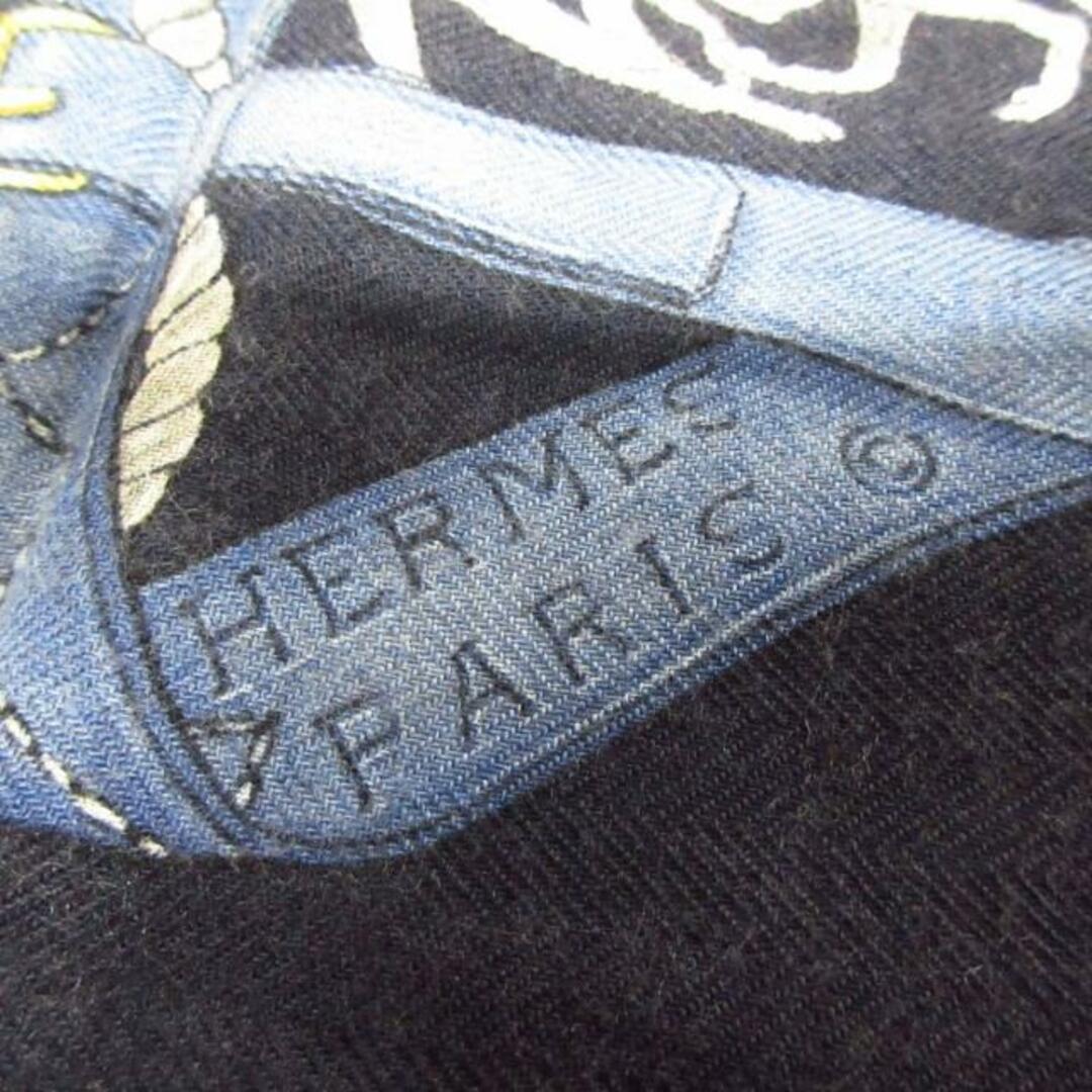 Hermes(エルメス)のHERMES(エルメス) ストール(ショール) - ダークネイビー×ブルー×マルチ LE BIEN ALLER カシミヤ×シルク レディースのファッション小物(マフラー/ショール)の商品写真