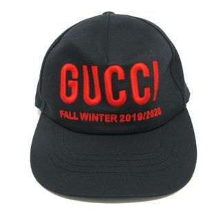 グッチ(Gucci)のGUCCI(グッチ) キャップ M 57cm美品  596211 3H149 黒×レッド 刺繍/サイズ:M コットン(キャップ)