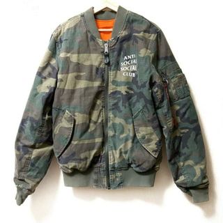 アルファインダストリーズ(ALPHA INDUSTRIES)のALPHA INDUSTRIES(アルファ) ブルゾン サイズM メンズ - カーキ×ダークグリーン×ダークブラウン 長袖/中綿/リバーシブル/迷彩柄/秋/冬(ブルゾン)