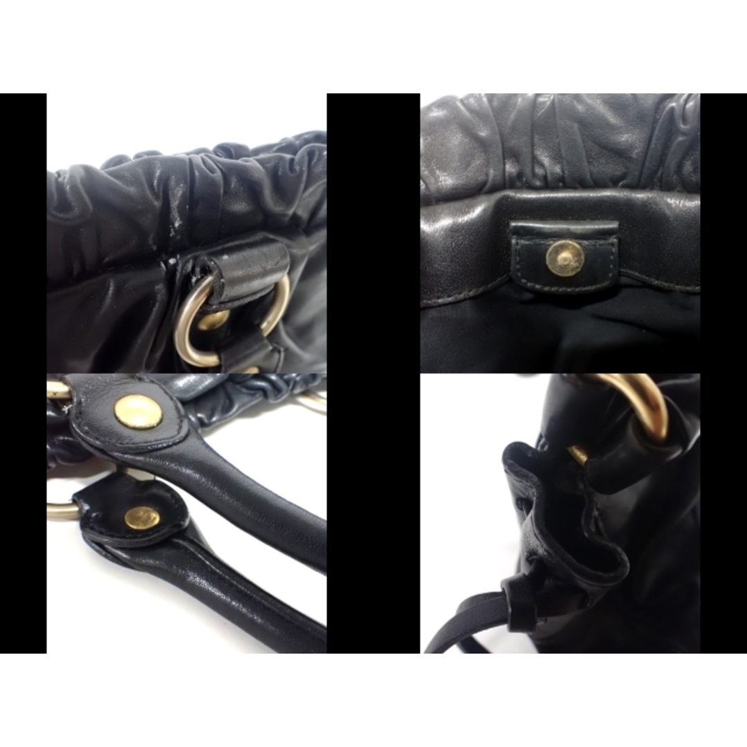 miumiu(ミュウミュウ)のmiumiu(ミュウミュウ) ハンドバッグ ギャザーバッグ 黒 レザー レディースのバッグ(ハンドバッグ)の商品写真