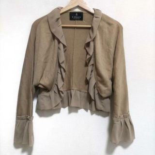 ランバン(LANVIN)のLANVIN(ランバン) カーディガン レディース美品  - ベージュ 長袖/フリル(カーディガン)