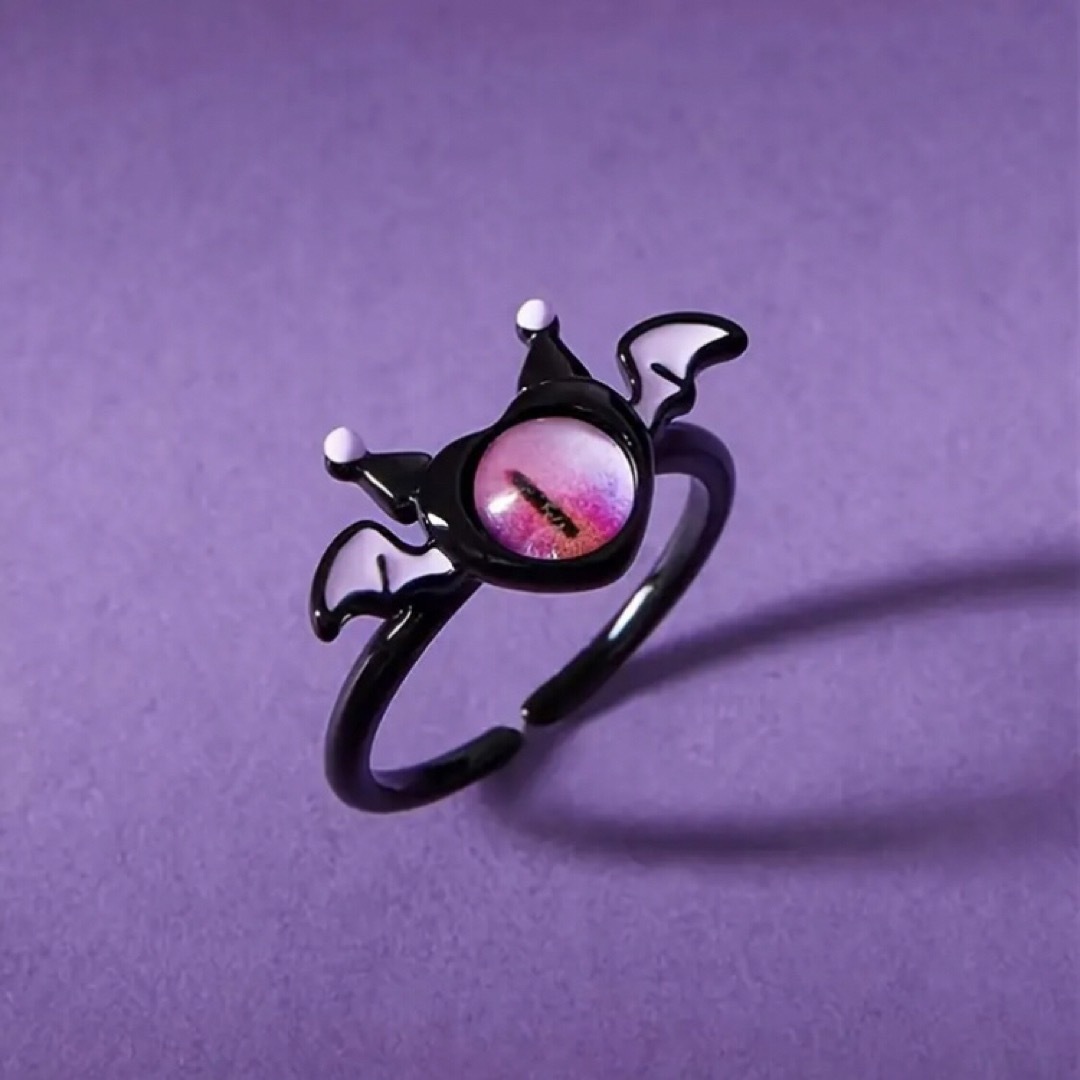 悪魔 デビル 指輪 リング 量産型 ゴスロリ かわいい 羽 黒 ブラック ピンク レディースのアクセサリー(リング(指輪))の商品写真