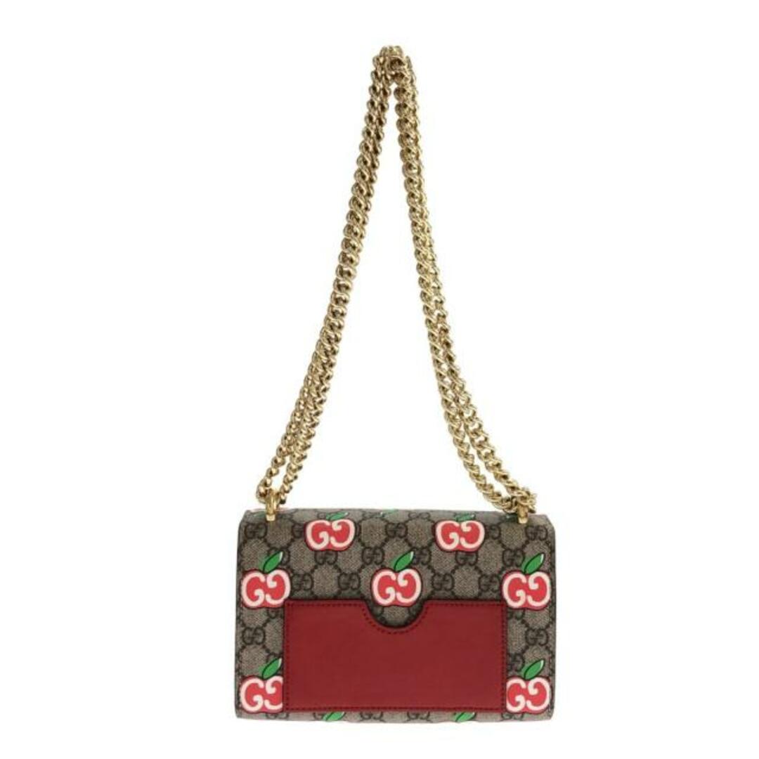 Gucci(グッチ)のGUCCI(グッチ) ショルダーバッグ GGアップルプリント 409487 ベージュ×レッド×白 チェーンショルダー PVC(塩化ビニール) レディースのバッグ(ショルダーバッグ)の商品写真