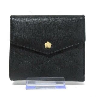 マリークワント(MARY QUANT)のMARY QUANT(マリークワント) Wホック財布美品  - 黒 型押し加工 レザー(財布)