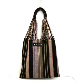 マルニ(Marni)のMARNI(マルニ) トートバッグ ハンモックバッグ SHMH0009A0 黒×パープル×マルチ ストライプ ポリエステル×レザー(トートバッグ)