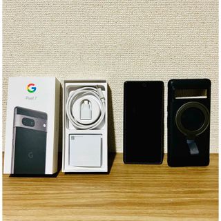 グーグルピクセル(Google Pixel)のpixel7 Obsidian付属品セット（カバー、バンカーリング）(スマートフォン本体)