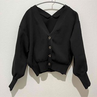 ナチュラルクチュール(natural couture)の【美品】ナチュラルクチュール　カーディガン　羽織り　ブラック　春秋冬　黒(カーディガン)