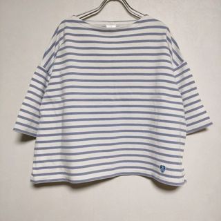 オーシバル(ORCIVAL)のORCIVAL ワイドシルエット ボーダー Ｔシャツ カットソー ロンＴ ホワイト ブルー レディース オーシバル/オーチバル【中古】4-0317M∞(Tシャツ(長袖/七分))