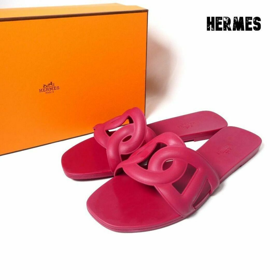 Hermes(エルメス)の美品 HERMES シェーヌダンクル ラバー フラット サンダル レディースの靴/シューズ(サンダル)の商品写真