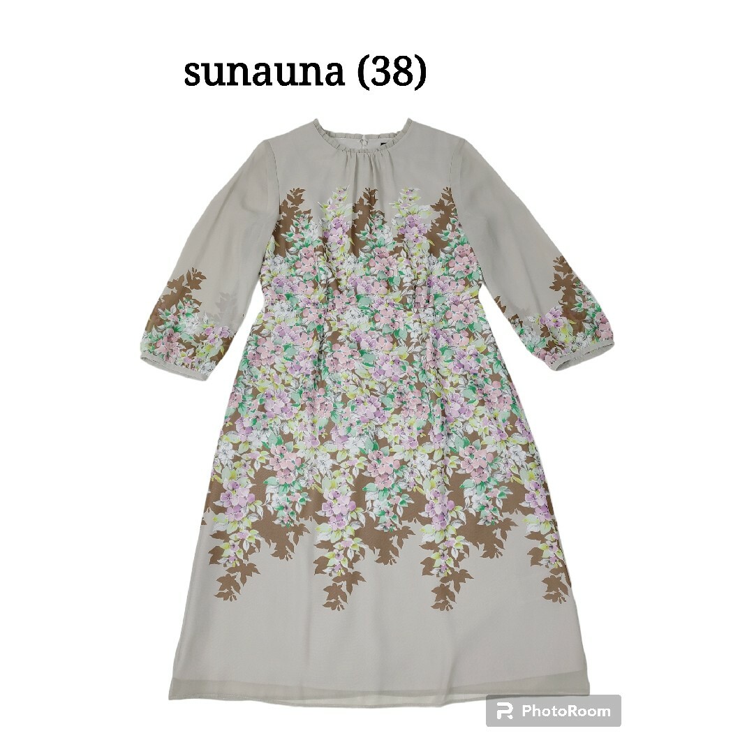 SunaUna(スーナウーナ)の美品 sunauna スーナウーナ　フラワープリントワンピース レディースのワンピース(ひざ丈ワンピース)の商品写真