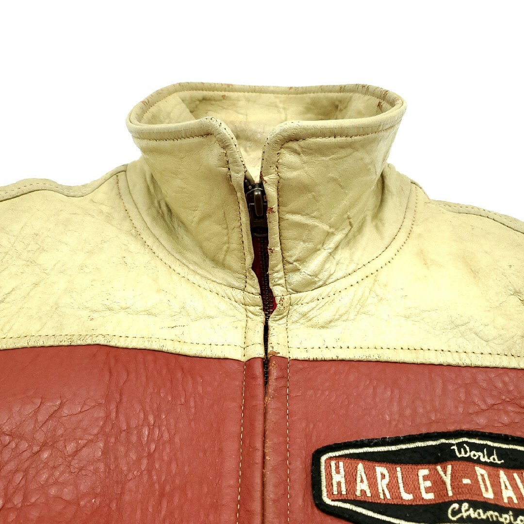 Harley Davidson(ハーレーダビッドソン)のフルデコ◆HARLEY-DAVIDSON◆Mオールレザースタジャン赤 767M メンズのジャケット/アウター(スタジャン)の商品写真