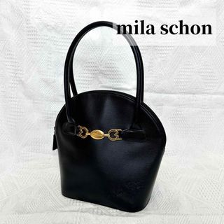 ミラショーン(mila schon)の美品 milaschon ハンドバック ロゴ型押し(ハンドバッグ)