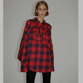 ザラ(ZARA)のZARA チェック　シャツ　ワンピース　ザラ　XS(シャツ/ブラウス(長袖/七分))