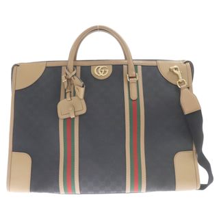 グッチ(Gucci)のGUCCI グッチ GGキャンバス レザーエクストララージ ダブルG 2WAY ダッフルバッグ ボストンバッグ 715773 ブラック(ボストンバッグ)