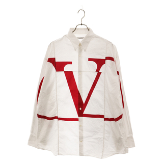 ヴァレンティノ(VALENTINO)のVALENTINO ヴァレンチノ Vロゴ COTTON PRINT OVERSIZED SHIRT Vロゴコットン プリント オーバーサイズ シャツ SV3AB00H5AL ホワイト(シャツ)