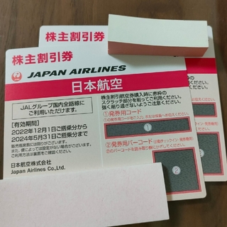 ジャル(ニホンコウクウ)(JAL(日本航空))のJAL株主優待券　有効期限:2024.5.31搭乗分まで　2枚組(航空券)