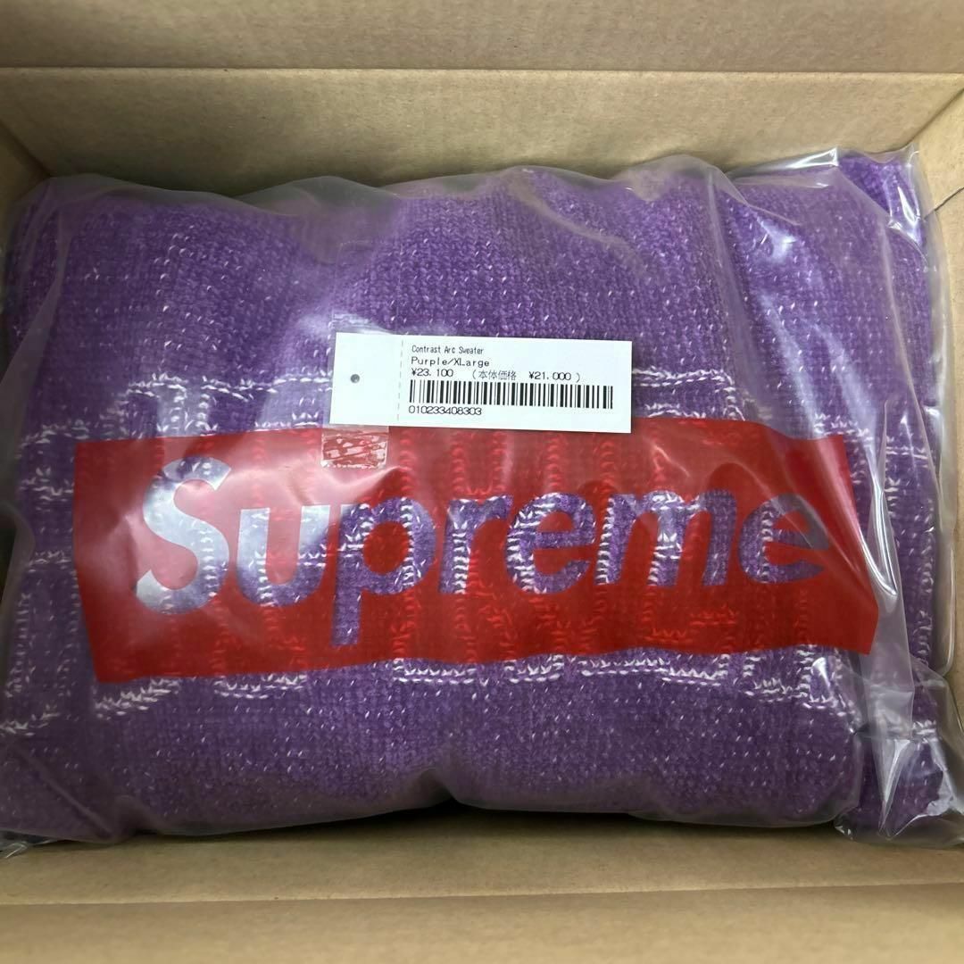 Supreme(シュプリーム)のSupreme Contrast Arc Sweater Purple XL メンズのトップス(ニット/セーター)の商品写真