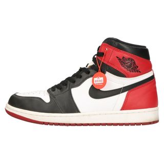 ナイキ(NIKE)のNIKE ナイキ AIR JORDAN1 RETRO HIGH OG BLACK TOE エアジョーダン1 レトロ ハイカットスニーカー ブラック/レッド つま黒 US9,5/27.5cm 555088-125(スニーカー)