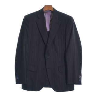 ブリオーニ(Brioni)のBrioni テーラードジャケット 50(XL位) 黒x紫(ストライプ) 【古着】【中古】(テーラードジャケット)