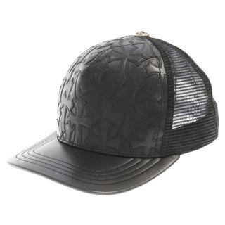 クロムハーツ(Chrome Hearts)のCHROME HEARTS クロムハーツ TRUCKER CAP トラッカーキャップ セメタリークロスパッチ レザーメッシュキャップ 帽子 ブラック(キャップ)