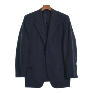 ブリオーニ(Brioni)のBrioni テーラードジャケット 50(XL位) 黒x紺(ストライプ) 【古着】【中古】(テーラードジャケット)