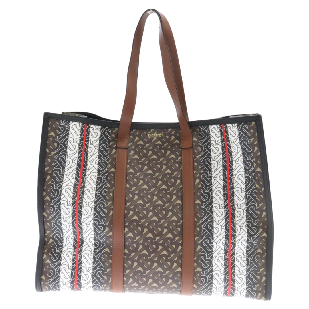 BURBERRY(バーバリー)のBURBERRY バーバリー Monogram Stripe E-canvas レザー モノグラム ストライプ トートバッグ ハンドバッグ ブラウン 8021488 メンズのバッグ(その他)の商品写真