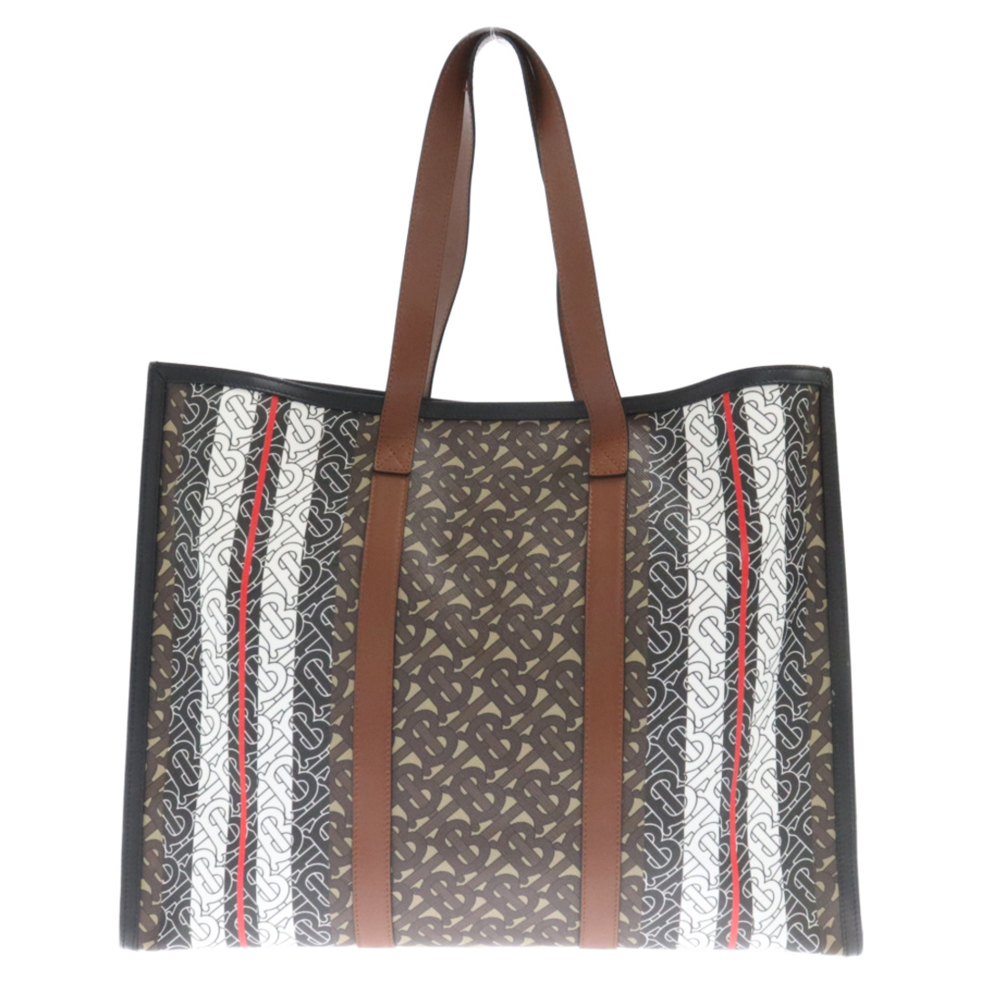 BURBERRY(バーバリー)のBURBERRY バーバリー Monogram Stripe E-canvas レザー モノグラム ストライプ トートバッグ ハンドバッグ ブラウン 8021488 メンズのバッグ(その他)の商品写真