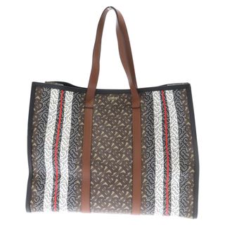 バーバリー(BURBERRY)のBURBERRY バーバリー Monogram Stripe E-canvas レザー モノグラム ストライプ トートバッグ ハンドバッグ ブラウン 8021488(その他)