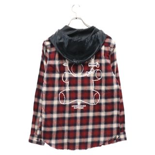 シュプリーム(Supreme)のSUPREME シュプリーム 15SS×UNDERCOVER Satin Hooded Flannel Shirt×アンダーカバー サテンフーデッド 長袖チェックシャツ ボルドー/ブラック(シャツ)