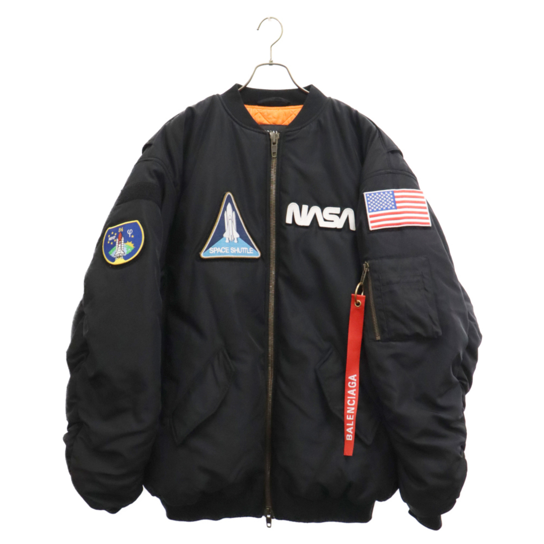 Balenciaga(バレンシアガ)のBALENCIAGA バレンシアガ 21AW NASA Space Bomber Jacket ブラック ナサ ロゴワッペン スペース MA-1 ボンバージャケット 663083 TYD31 メンズのジャケット/アウター(フライトジャケット)の商品写真