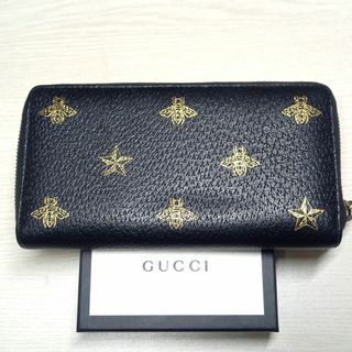 グッチ(Gucci)のグッチ ビースター アニマリエ ラウンドファスナー 長財布 ブラック レザー(財布)