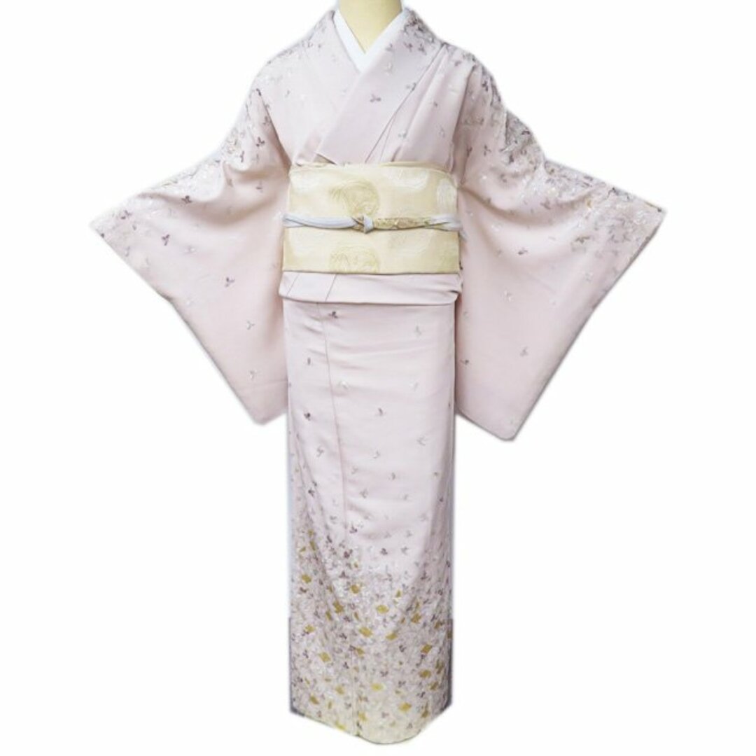 特選 訪問着 着物 中古 正絹 袷 フォーマル 花模様 花菱 手刺繍 特選 訪問着 着物 中古 正絹 袷 フォーマル 花模様 花菱 手刺繍
