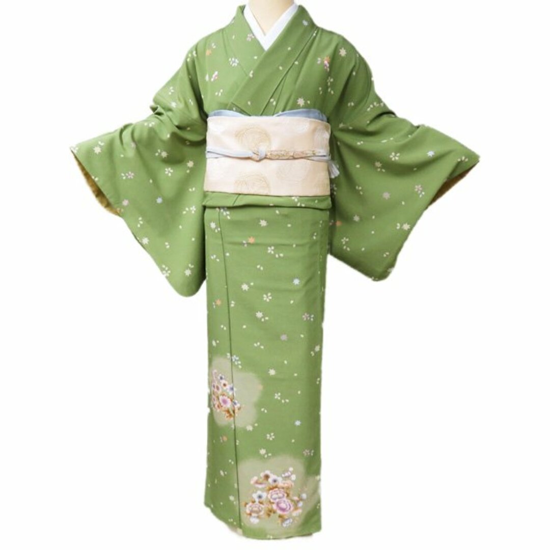 訪問着 着物 中古 ポリエステル 袷 フォーマル 撫松庵 花模様 桜 訪問着 着物 中古 ポリエステル 袷 フォーマル 撫松庵 花模様 桜