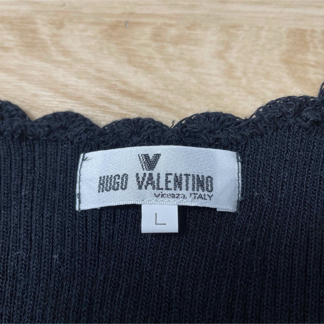 HUGO VALENTINO(ヒューゴバレンチノ)の5分袖リブ編みカーディガン レディースのトップス(カーディガン)の商品写真