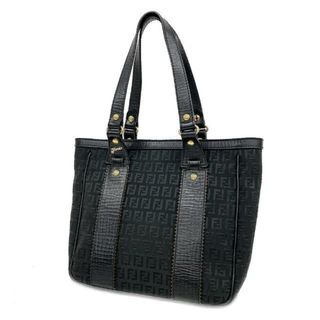 フェンディ(FENDI)の【4ge4957】フェンディ トートバッグ/ズッキーノ/ナイロンキャンバス/ブラック/ゴールド金具 【中古】 レディース(トートバッグ)