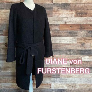 DIANE von FURSTENBERG - ダイアンフォンファステンバーグ　ノーカラー　ウールコート　ブラック