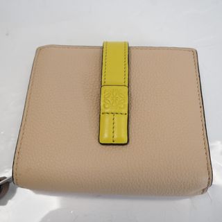 ロエベ(LOEWE)のTh958532 ロエベ コンパクト ジップウォレット ソフトグレインカーフ C660Z41X01 本革 ベージュ系×イエロー系 財布 レディース LOEWE 中古(財布)