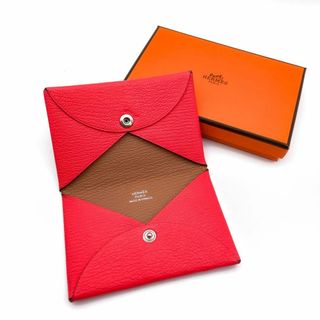 エルメス(Hermes)の【S級極美品】激レア・箱付き！エルメス カルヴィ ヴェルソ シェーブル(名刺入れ/定期入れ)