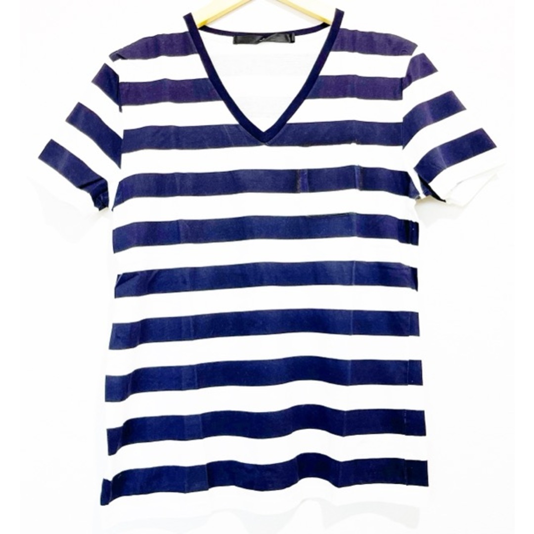 NO ID.(ノーアイディー)のNO ID.(ノーアイディー)Vネック　ボーダー　ポケット　Tシャツ　カットソー【D0693-007】 メンズのトップス(Tシャツ/カットソー(半袖/袖なし))の商品写真