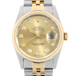 ロレックス(ROLEX)のロレックス デイトジャスト 10Pダイヤ 16233G シャンパン W番 メンズ 中古 腕時計(腕時計(アナログ))