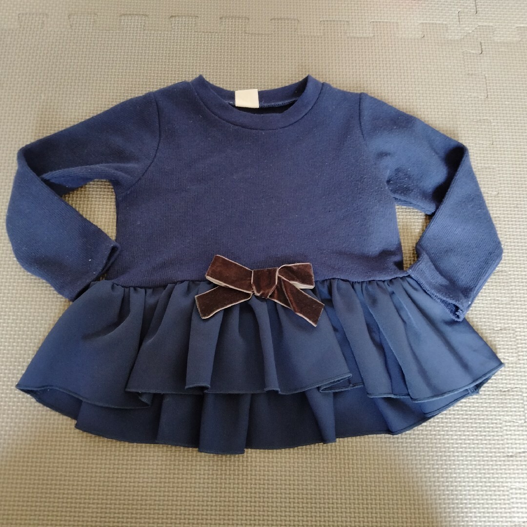 petit main(プティマイン)のプティマイン　トップス　長袖　100　リボン　紺 キッズ/ベビー/マタニティのキッズ服女の子用(90cm~)(ニット)の商品写真